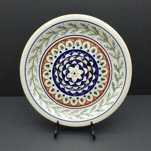 Polish Pottery Pine Boughs Dinner Plate Evergreen Blue Stars Green Trees Plate
